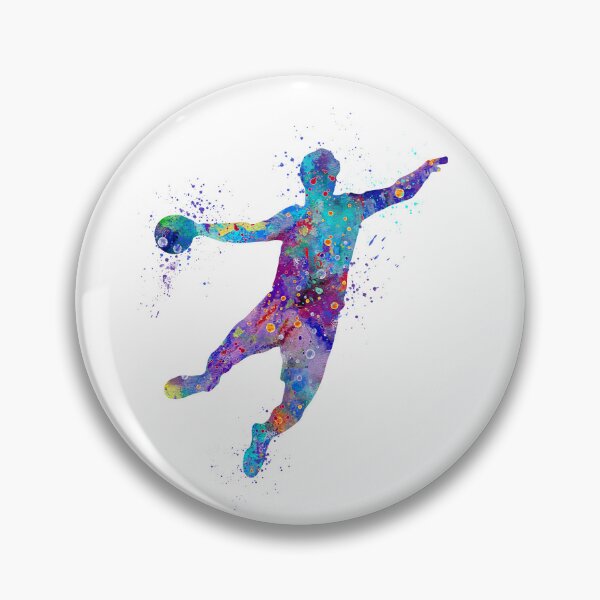 Item preview, Boy Handball Player Colorful Watercolor Silhouette designed and sold by LotusGifts.