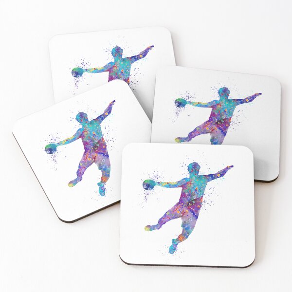 Item preview, Boy Handball Player Colorful Watercolor Silhouette designed and sold by LotusGifts.