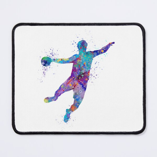 Item preview, Boy Handball Player Colorful Watercolor Silhouette designed and sold by LotusGifts.