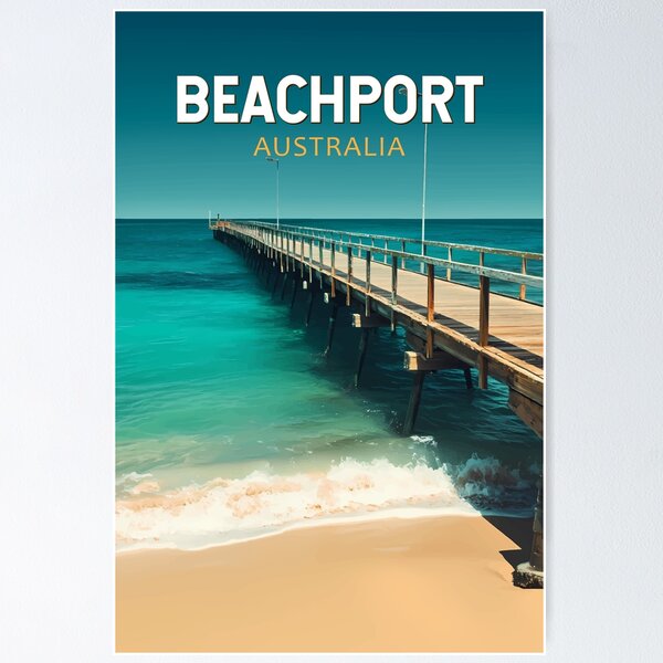 Item preview, Beachport Australia Travel Art Vintage designed and sold by KrisSidDesigns.
