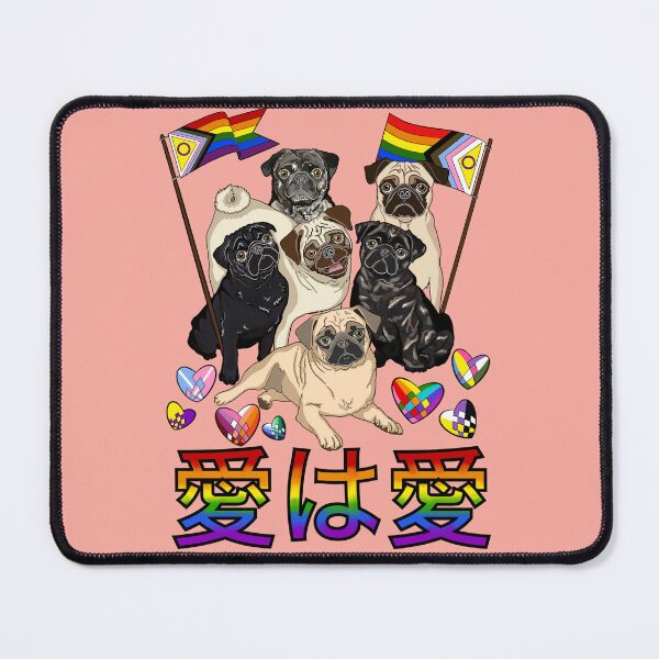 Item preview, Japanese Pugs for Pride! 愛は愛 designed and sold by FivePugs.