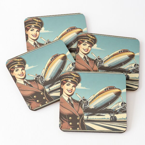 Item preview, Retro Aviation Elegance – Airliner & Female Pilot designed and sold by EMairplanes.
