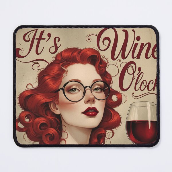 Item preview, Its Wine O'Clock! Redhead beautiful poster art designed and sold by Vintage Designs +.