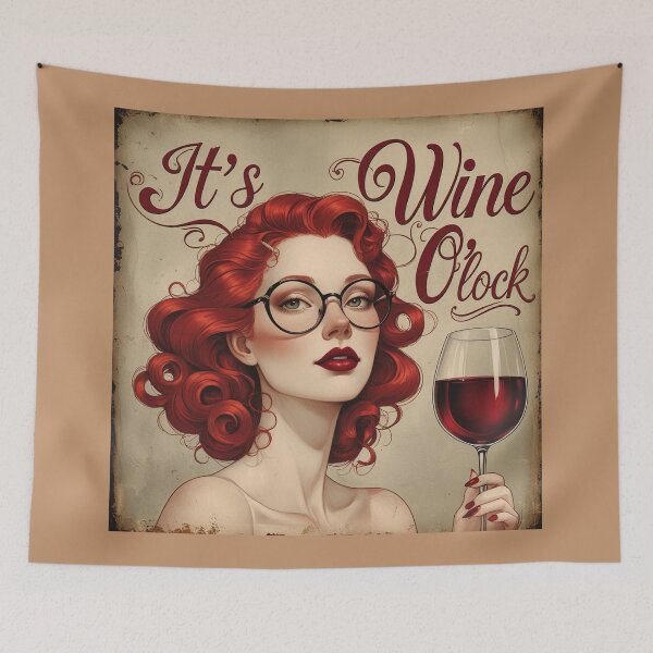 Item preview, Its Wine O'Clock! Redhead beautiful poster art designed and sold by Vintage Designs +.