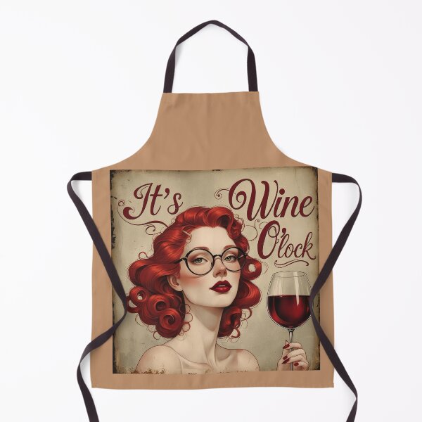 Item preview, Its Wine O'Clock! Redhead beautiful poster art designed and sold by Vintage Designs +.