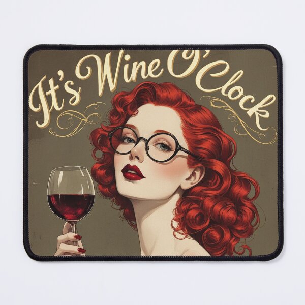 Item preview, Its Wine O'Clock! Redhead beautiful poster art designed and sold by Vintage Designs +.