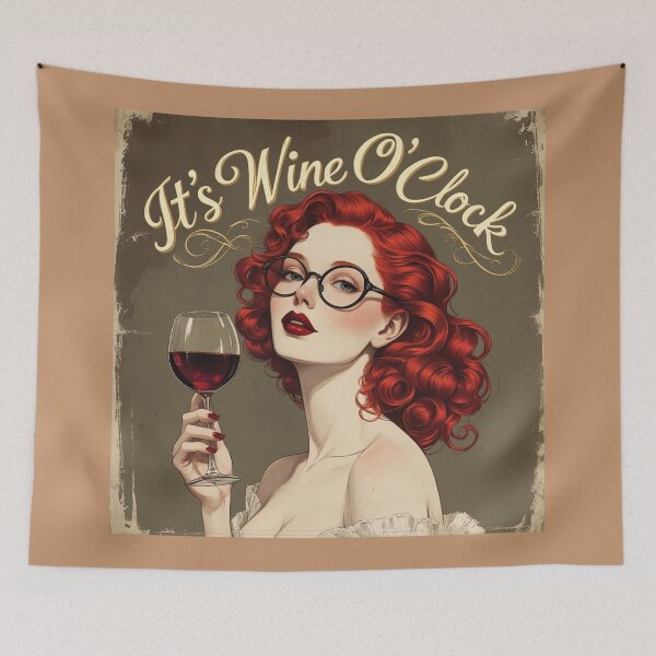 Item preview, Its Wine O'Clock! Redhead beautiful poster art designed and sold by Vintage Designs +.