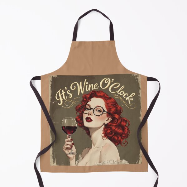 Item preview, Its Wine O'Clock! Redhead beautiful poster art designed and sold by Vintage Designs +.