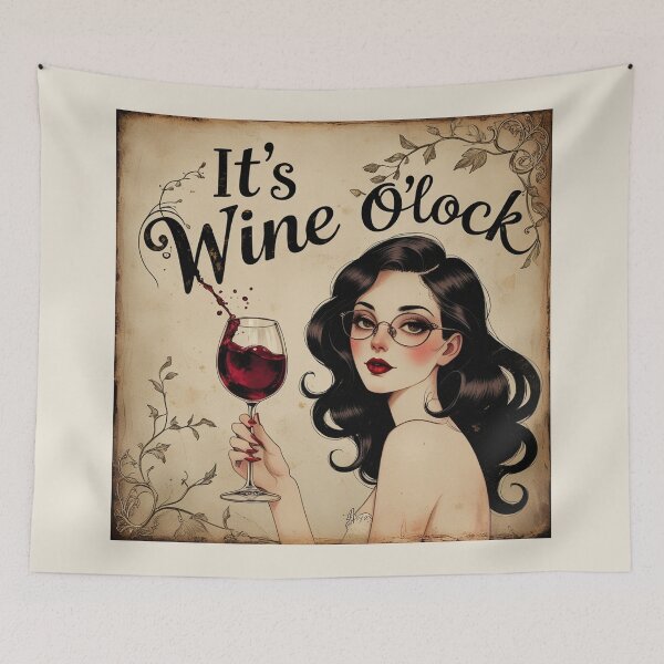 Item preview,  Its Wine O'Clock! Redhead beautiful poster art designed and sold by Vintage Designs +.