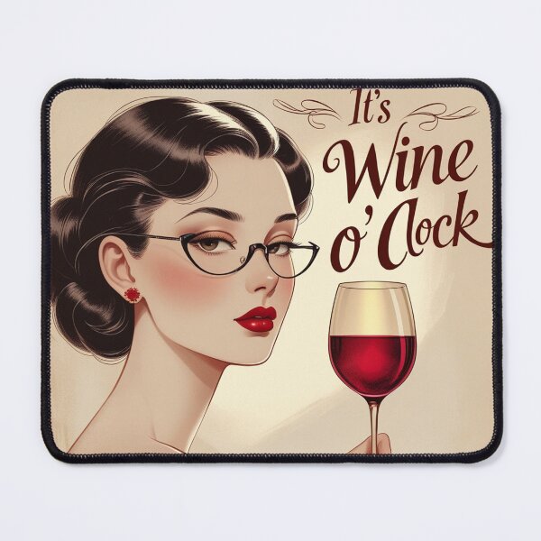 Item preview, Its Wine O'Clock! Dark haired woman beautiful poster art designed and sold by Vintage Designs +.