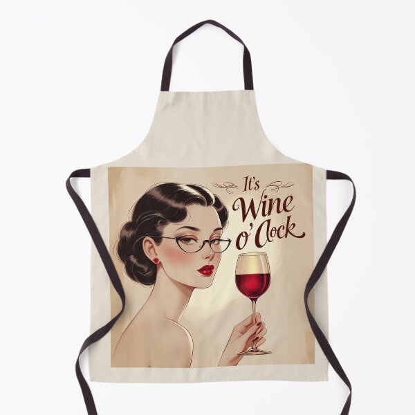 Item preview, Its Wine O'Clock! Dark haired woman beautiful poster art designed and sold by Vintage Designs +.