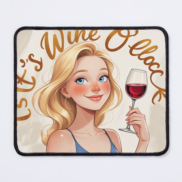 Item preview, Its Wine O'Clock Cute Blonde Girl beautiful poster art designed and sold by Vintage Designs +.
