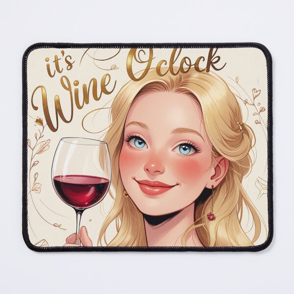 Item preview, Its Wine O'Clock! Cute Blonde Girl beautiful poster art designed and sold by Vintage Designs +.