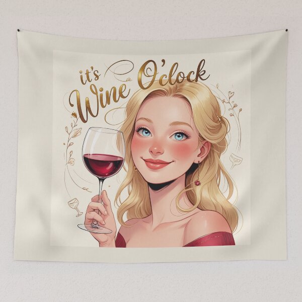 Item preview, Its Wine O'Clock! Cute Blonde Girl beautiful poster art designed and sold by Vintage Designs +.