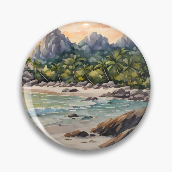 Item preview, La Digue Island: Watercolor Sunset Seychelles Beauty designed and sold by LSVart.