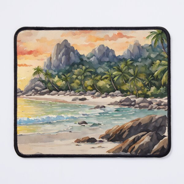 Item preview, La Digue Island: Watercolor Sunset Seychelles Beauty designed and sold by LSVart.