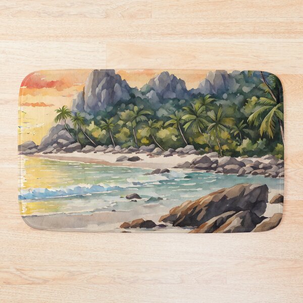 Item preview, La Digue Island: Watercolor Sunset Seychelles Beauty designed and sold by LSVart.