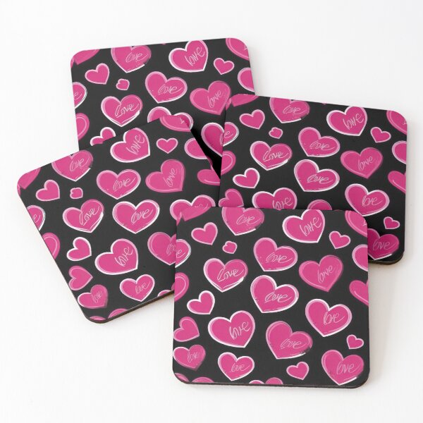 Item preview, valentines art pattern pink hearts on a black background,valentine hearts ,hearts pattern,Valentines Day Pattern,valentines background designed and sold by Expressions-Sel.