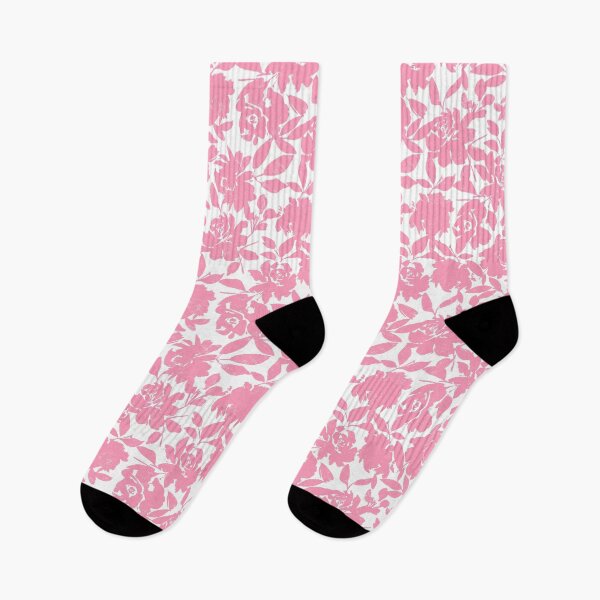 Item preview, Vibrant pink bubblegum Floral rose silhouette white background designed and sold by PrettywithColor.