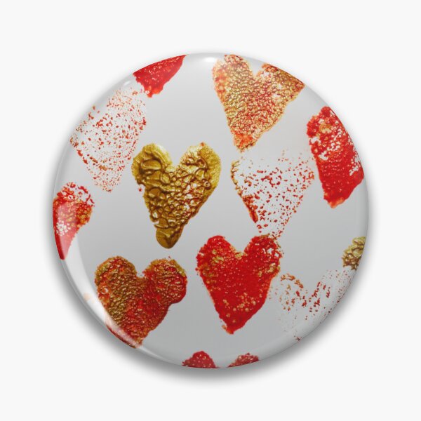 Item preview, Copy of Red and Golden Hearts block printed design designed and sold by DollyJ.
