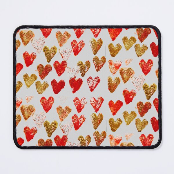 Item preview, Copy of Red and Golden Hearts block printed design designed and sold by DollyJ.