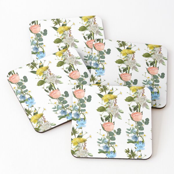 Item preview, Seamless pattern with blue oxypetalum, roses flowers, eucalyptus, daffodils on a beige background. designed and sold by MatyKotiv.