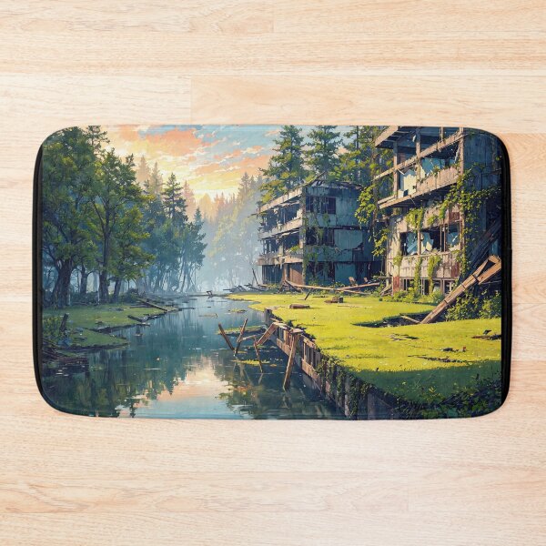 Item preview, Anime Apocalyptic village at sunset designed and sold by TheArtistOf2022.
