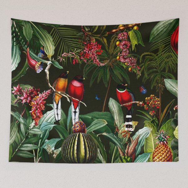 Item preview, Black Mystic Midnight Vintage Exotic Mystic Birds Jungle Nightgarden designed and sold by UtArt.