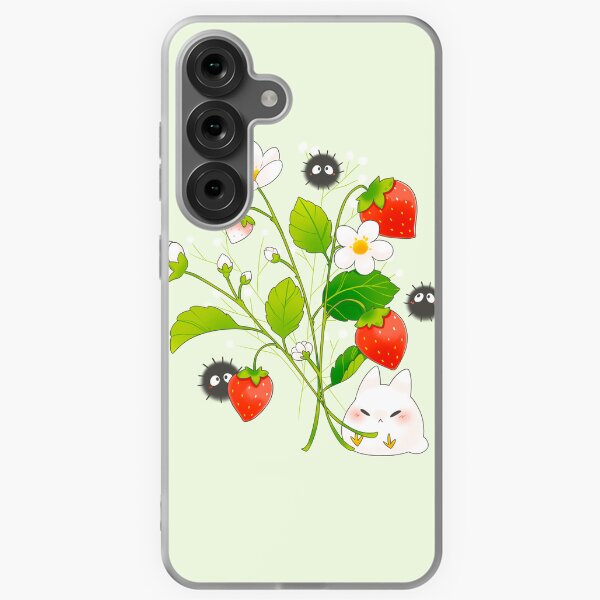 Vista previa del artículo con la obra «Totoro blanco con fresas», diseñado y vendido por linkitty.