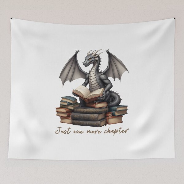 Item preview, Book Dragon, Just One More Chapter, Fantasy Reader, Bibliophile Gift, Book Lover, Reading Dragon Graphic designed and sold by NobelT.