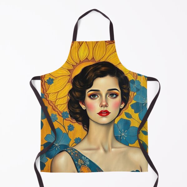 Artikelvorschau, Schöne braunhaarige Dame mit goldenem Hintergrund Illustration inspiriert von Gustav Klimt entworfen und verkauft von Vintage Designs +.