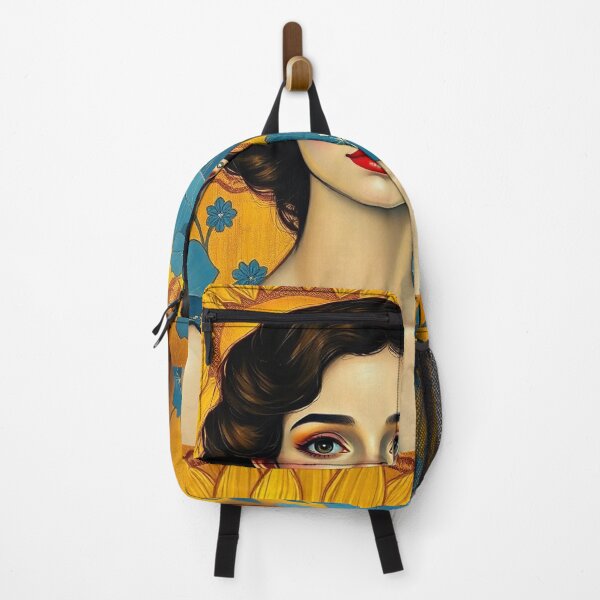 Item preview, Beautiful brown haired lady with golden background illustration inspired by Gustav Klimt designed and sold by Vintage Designs +.