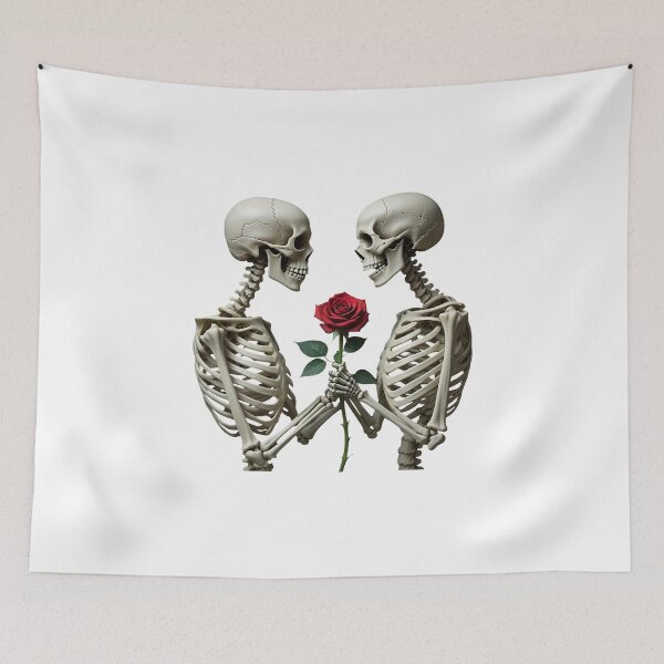 Item preview, Skeleton Lovers Holding Red Rose, Gothic Skull Couple Art, Romantic Skeleton Love, Macabre Valentine Gift, Dark Aesthetic Decor, Spooky Wedding designed and sold by NobelT.