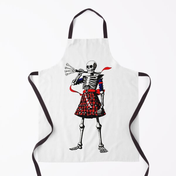 Item preview, Funny skeleton in scottish plaid skirt anime manga comix style drawing designed and sold by VonKalt.
