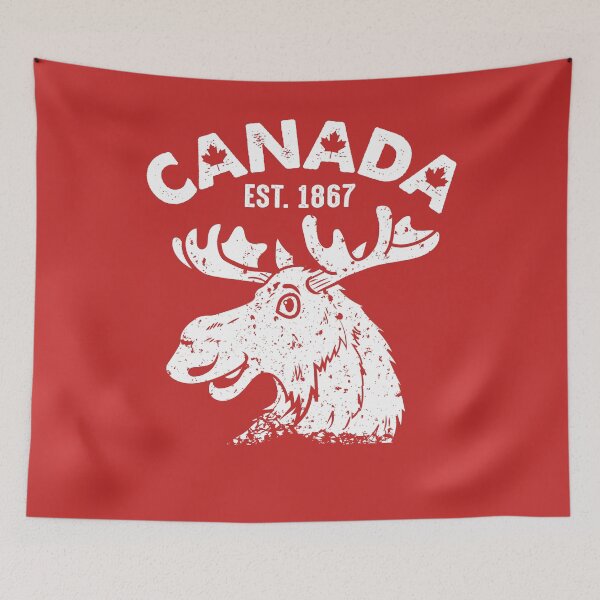 Item preview, Vintage Canada Flag Moose - Cool Red Maple Leaf designed and sold by NUMAcreations.