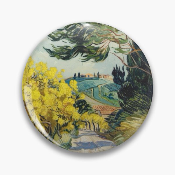 Aperçu de l'œuvre Paysage postimpressionniste provençal | Mimosa et cyprès ensoleillés, peinture inspirée de Van Gogh. Par Carraann créée et vendue par CARRAANN.