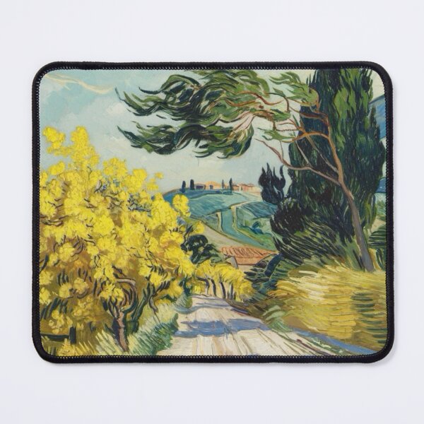 Item preview, Post-Impressionist Provence Landscape | Sunlit Mimosa & Cypress Tree Painting Inspired by Van Gogh. By Carraann  designed and sold by CARRAANN.