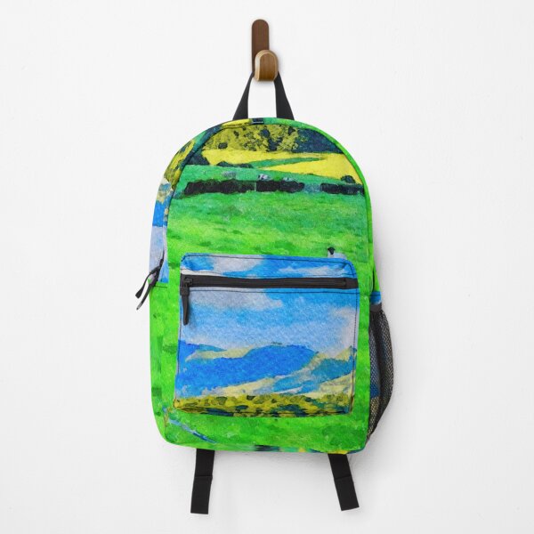 Item preview, Watercolor landscape of sheep grazing in Clwydian Range, Dee Valey, Wales designed and sold by GestaltImagery.