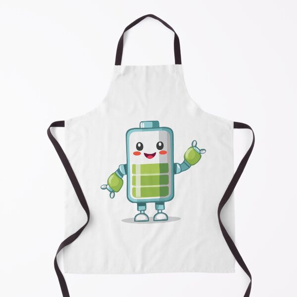 Item preview, A cute robot battery icon, smiling, with a tiny plug tail, showing a '100%' charge symbol. cartoon character T-shirt, Sticker designed and sold by Little KAIJU.