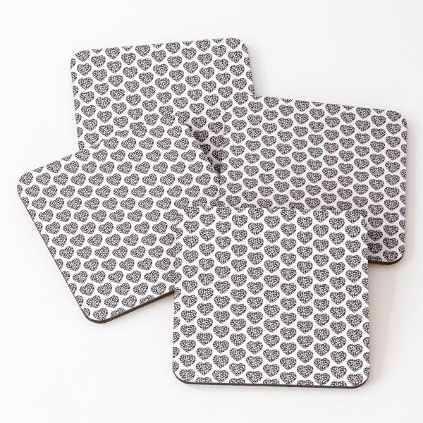 Item preview, Offset Grid Small Pink Cow Patches on Black Cowhide | Continues Black Cow Heart designed and sold by PatternPen.