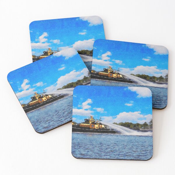 Item preview, Watercolor painting of a tugboat on the Savannah River in Georgia harbor designed and sold by GestaltImagery.