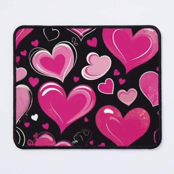 Item preview, valentines art pattern pink hearts on a black background,valentine hearts ,hearts pattern,Valentines Day Pattern,valentines background designed and sold by Expressions-Sel.