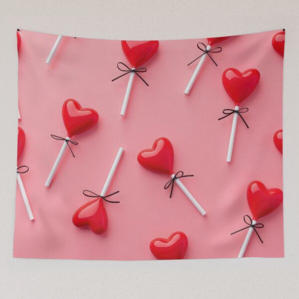 Item preview, valentines art pattern lollipops hearts on pink background,valentine lollipops ,hearts pattern,Valentines Day Pattern,valentines background designed and sold by Expressions-Sel.