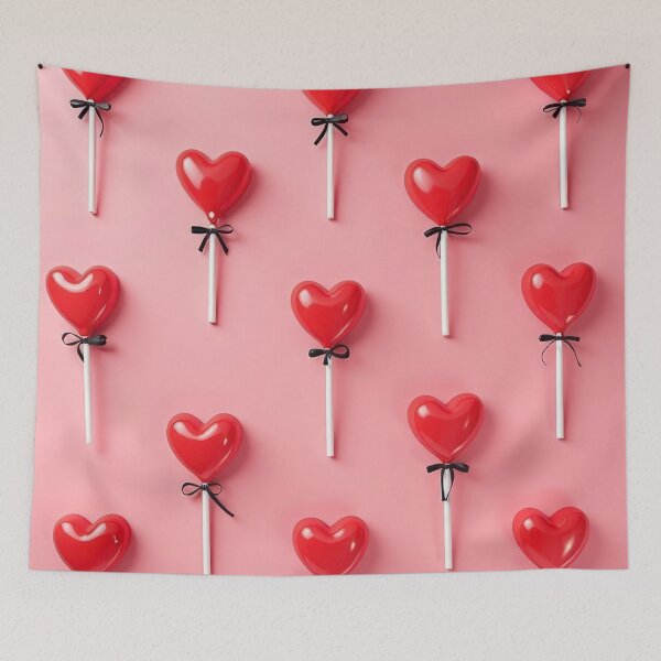 Item preview, valentines art pattern lollipops hearts on pink background,valentine lollipops ,hearts pattern,Valentines Day Pattern,valentines background designed and sold by Expressions-Sel.
