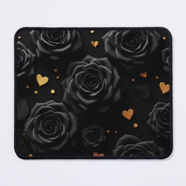 Item preview, valentines art pattern Black roses with golden hearts,valentine roses ,roses pattern,Valentines Day Pattern,valentines background designed and sold by Expressions-Sel.