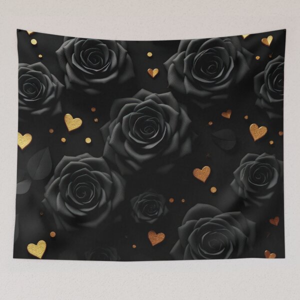 Item preview, valentines art pattern Black roses with golden hearts,valentine roses ,roses pattern,Valentines Day Pattern,valentines background designed and sold by Expressions-Sel.