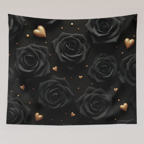 Item preview, valentines art pattern Black roses with golden hearts,valentine roses ,roses pattern,Valentines Day Pattern,valentines background designed and sold by Expressions-Sel.