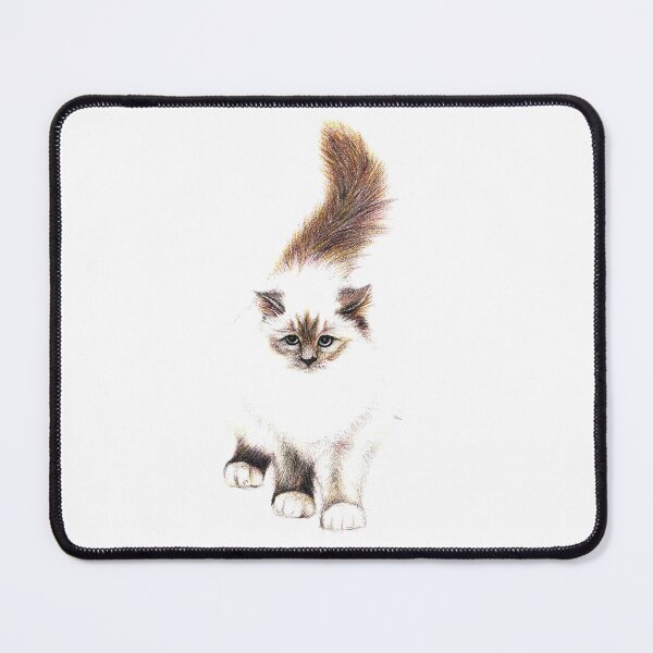 Item preview, Fluffy white cat coloured pencils drawing designed and sold by DipakSonarArt.