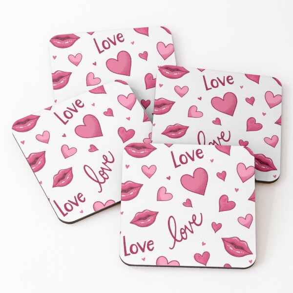 Item preview, valentines art pattern Pink hearts and kisses,valentine kisses ,kiss pattern,Valentines Day Pattern,valentines background designed and sold by Expressions-Sel.