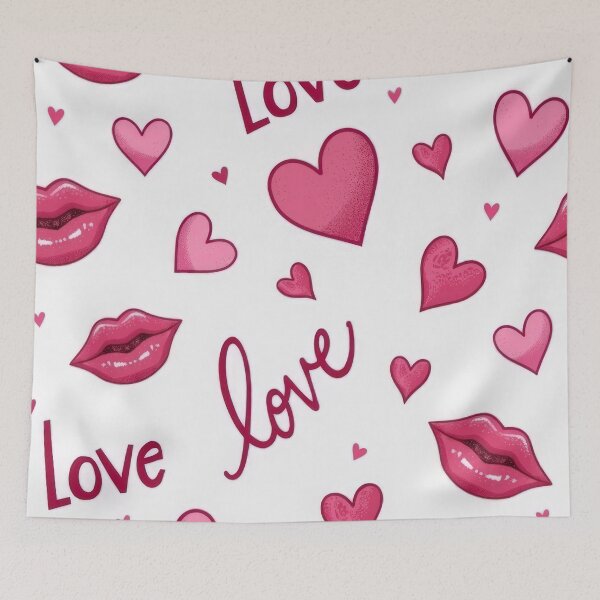Item preview, valentines art pattern Pink hearts and kisses,valentine kisses ,kiss pattern,Valentines Day Pattern,valentines background designed and sold by Expressions-Sel.